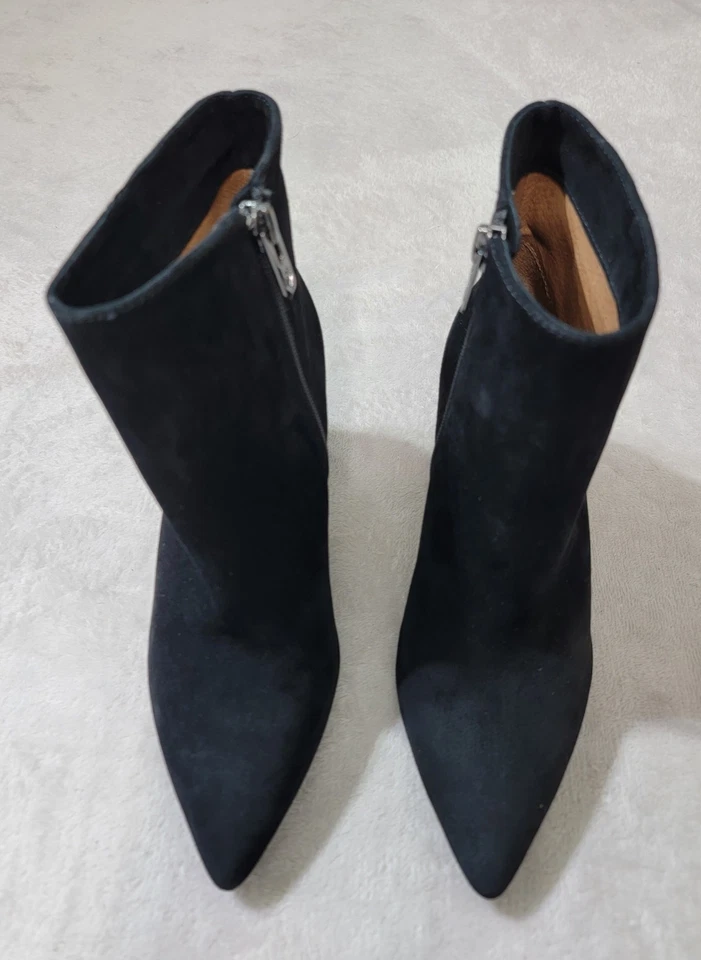 Antonio Melani Ankle Boots Women 6.5M Black Suede Point Toe Side Zip Refined Lux - Image 2 of 4