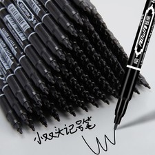 10Pcs Double Tip Permanent Markers Pens Waterproof Oily Fine Tip Black Painting