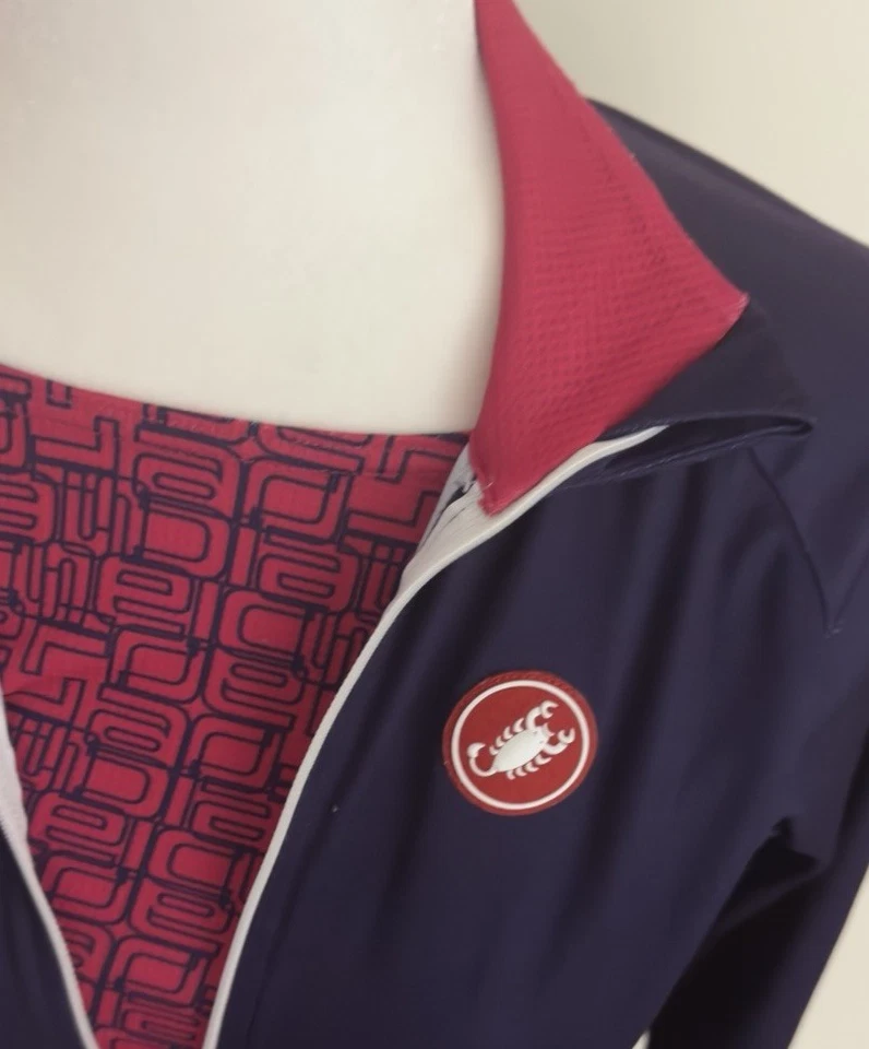 Castelli Womens M Cromo Long Sleeve Cycling Jersey Navy Blue Raspberry - Image 4 of 4