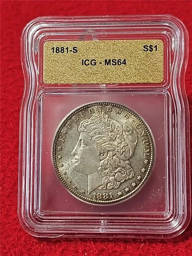 1881-S  MORGAN SILVER DOLLAR  ICG  MS 64                                 #T1657
