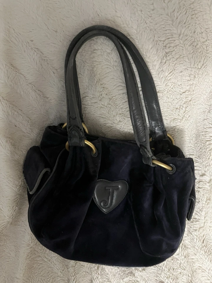 Auténtico bolso de hombro Juicy Couture de terciopelo azul (azul marino) Y2K Foto 2 de 4