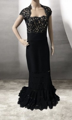TADASHI SHOJI Lace&Pintuck  Elegant Evening Gown Formal Maxi Mermaid Women Sz 8