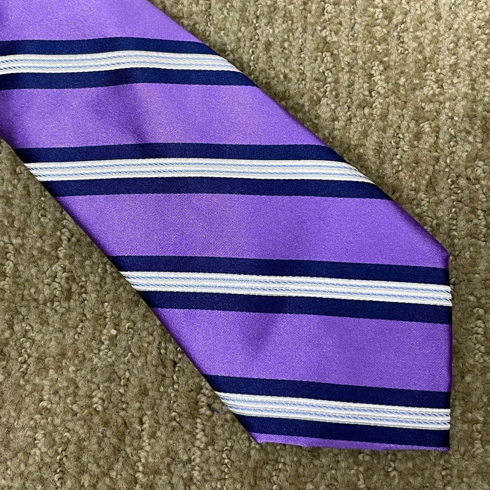 Corbata de seda Ike Behar New York rosa granate a rayas 3,5x61 Preppy dinero antiguo Foto 3 de 4