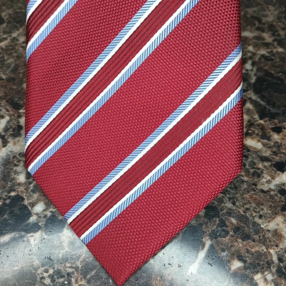 Галстук мужской Hathaway красный белый синий ручной работы 100% шелк 61 дюйм REPP сделано в Китае - Изображение 2 из 4