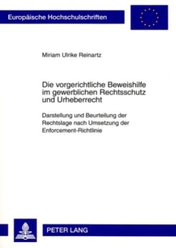 Thumbnail - Die Vorgerichtliche Beweishilfe Gewerblichen Rechtsschutz Und