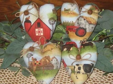 Country Decor 4 Hearts Barn Cow Bowl Fillers Ornaments Handmade Wreath Accents