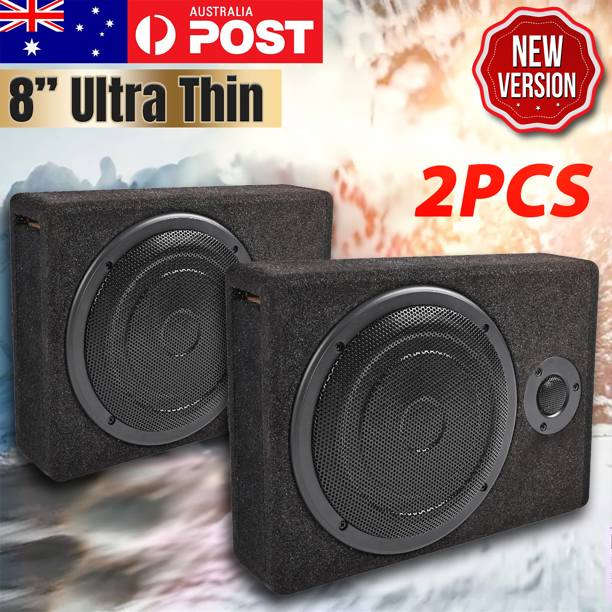 2PCS Car Active Subwoofer 8'' 800W Under-Seat Amplifier Speaker