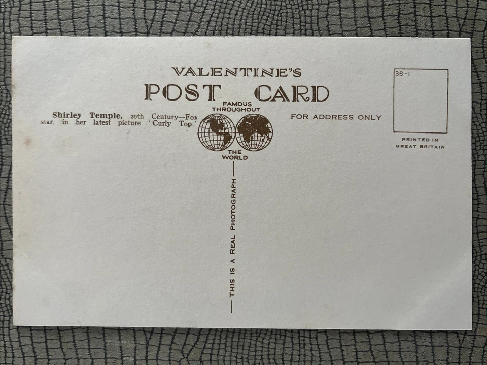 Shirley Temple Real Photograph Postcard Colour Valentines Curly Top 7195 - Image 3 of 3