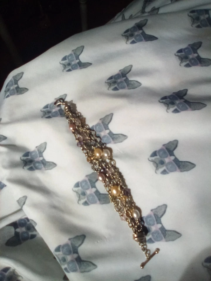 Michael Dawkins Sterling Silver Multi Gemstone & Pearl Toggle Bracelet 7.5" - Image 4 of 4