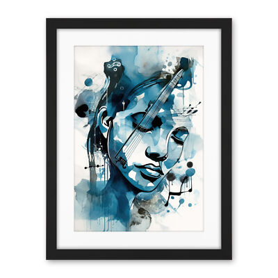 Melody Muse a Musician's Vision in Midnight Blue Framed Art Print Picture 18X24