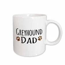 3dRose Greyhound Dog Dad - Doggie by breed - brown muddy paw prints - doggy love