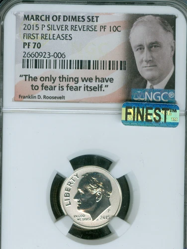 2015 P ROOSEVELT MARCH OF DIME NGC REVERSE PF70 MAC FINEST & SPOTLESS *