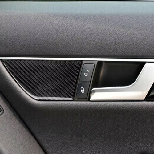 2× Carbon Fiber Inner Door Panel Cover For Mercedes Benz C Class W204 07-13 - Picture 3 of 6