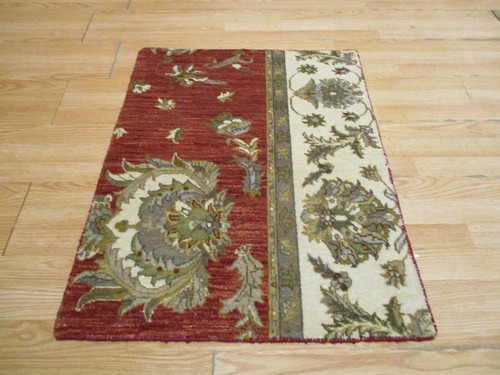 2x3 Modern Agra ABC Collection Vegetable Dye Handmade-knotted Wool Rug #17 - Picture 2 of 12