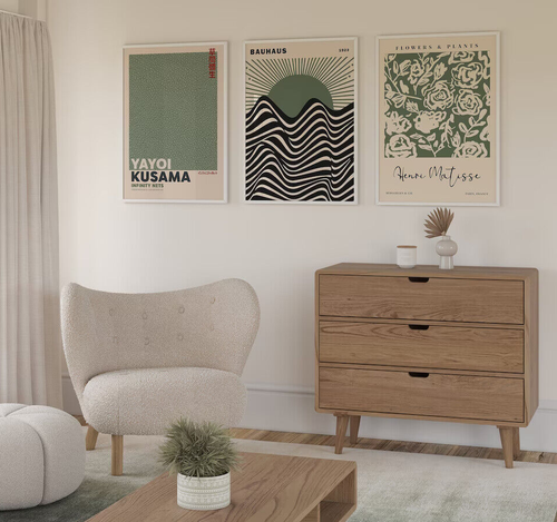Matisse Sage Green Wall Art Set of 3 Yayoi Kusama Bauhaus Gallery Wall Poster - Picture 5 of 7