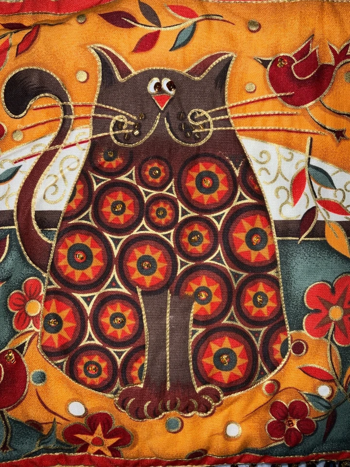 Bolso de mano acolchado dorado vintage gato con cuentas asas de caparazón de tortuga A15 Foto 2 de 4