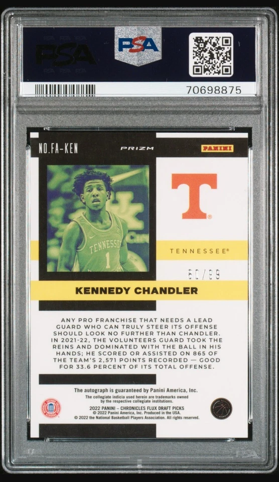 PSA 10 - KENNEDY CHANDLER #d 80/99 Auto 2022 Chronicles DP Flux Rookie Autograph - Image 2 of 2