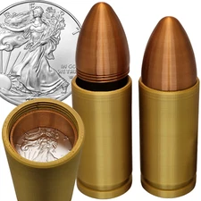 BULLET COIN TUBE - American Silver Eagle Coin Tube Holder - Capacity 20 coins.