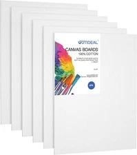 Canvases for Painting 12x16 inch of 6 Pack Professional Primed White Blank Fl...