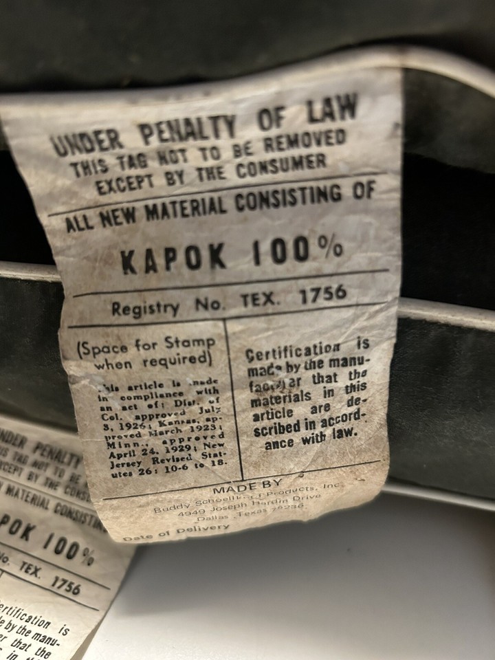 VTG Matching Pair 1950’s60’s ? Kapok Boat Seat Cushions Green 15"x15