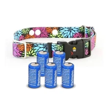 Flowers Replacement Dog Collar Strap w/5-PK-6v Batteries-Extreme Dog Fence (S-L)