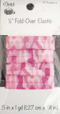 DRITZ 1/2'' Fold-Over Elastic, RASPBERRY, 1 yd