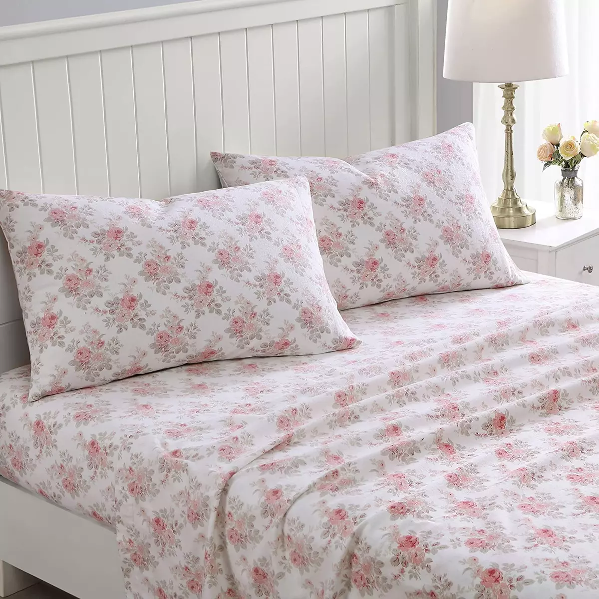 Laura Ashley Home Queen Sheets Cotton Flannel Bedding Set Brushed for Extra