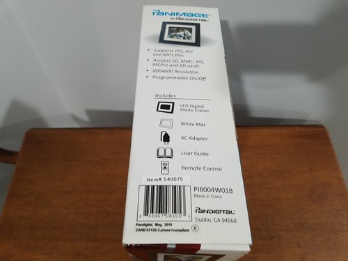 PANIMAGE BY PANDIGITAL 8" 800X600 LED DIGITAL PHOTO FRAME MODEL PI8004W01B NEW - Picture 4 of 4