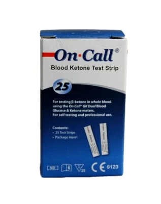 25 Blood Ketone Test Strips for the On Call GK Glucose Ketone Meter