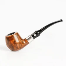 Handmade Briar Wooden Tobacco Pipe Dark Smoking Pipe With Silver Ring 9mm Filter