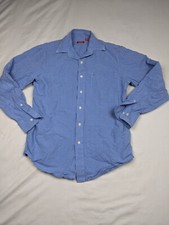 IZOD Men Size S Blue White Button Down Collar Shirt Embroidered Logo