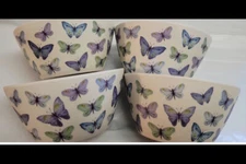 Harvest Green Studio 4pk Fibre Bowls Cereal Butterfly Purple Blue Butterflies
