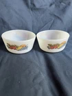 VTG  Custard Cup Anchor Hocking Fire King 6oz White-Bounty Fruit #434 Set Of 2