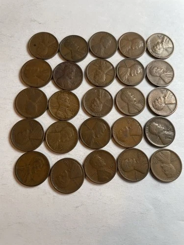 1/2 Roll 1921 S Lincoln Wheat Cents Penny Good or Better Condition 25 Coins