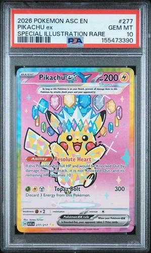 Pokemon Pikachu ex Ascended Heroes Special Illustration Rare #277 PSA 10
