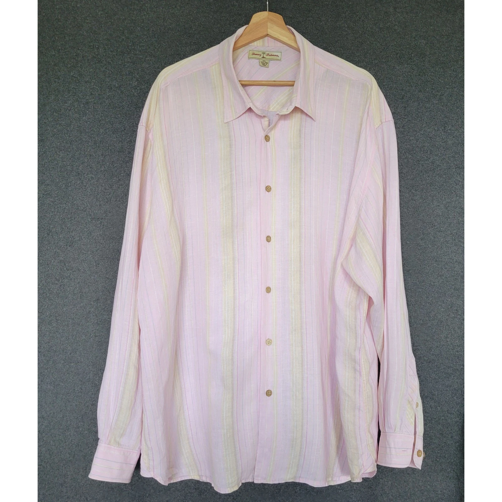 Linen Striped Shirt Long Sleeve Button Down Mens XXL Tommy Bahama Casual Spring