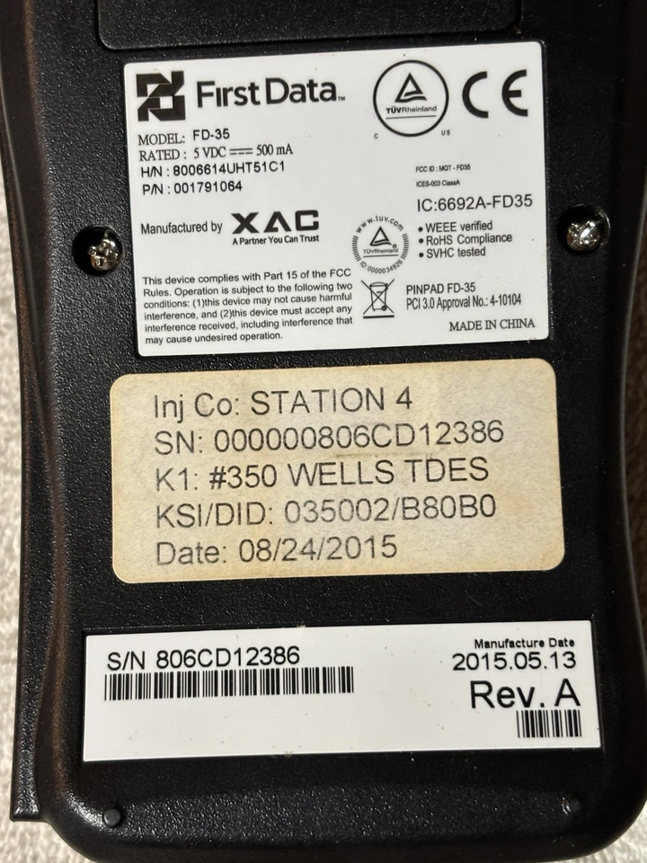 First Data FD-35 Pin Pad Credit Card Reader Tap & Pay - Image 2 of 3