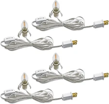 KGC C7 Accessory Cord with Led Light Bulb Candelabra-Base E12 Socket, Pack of 4