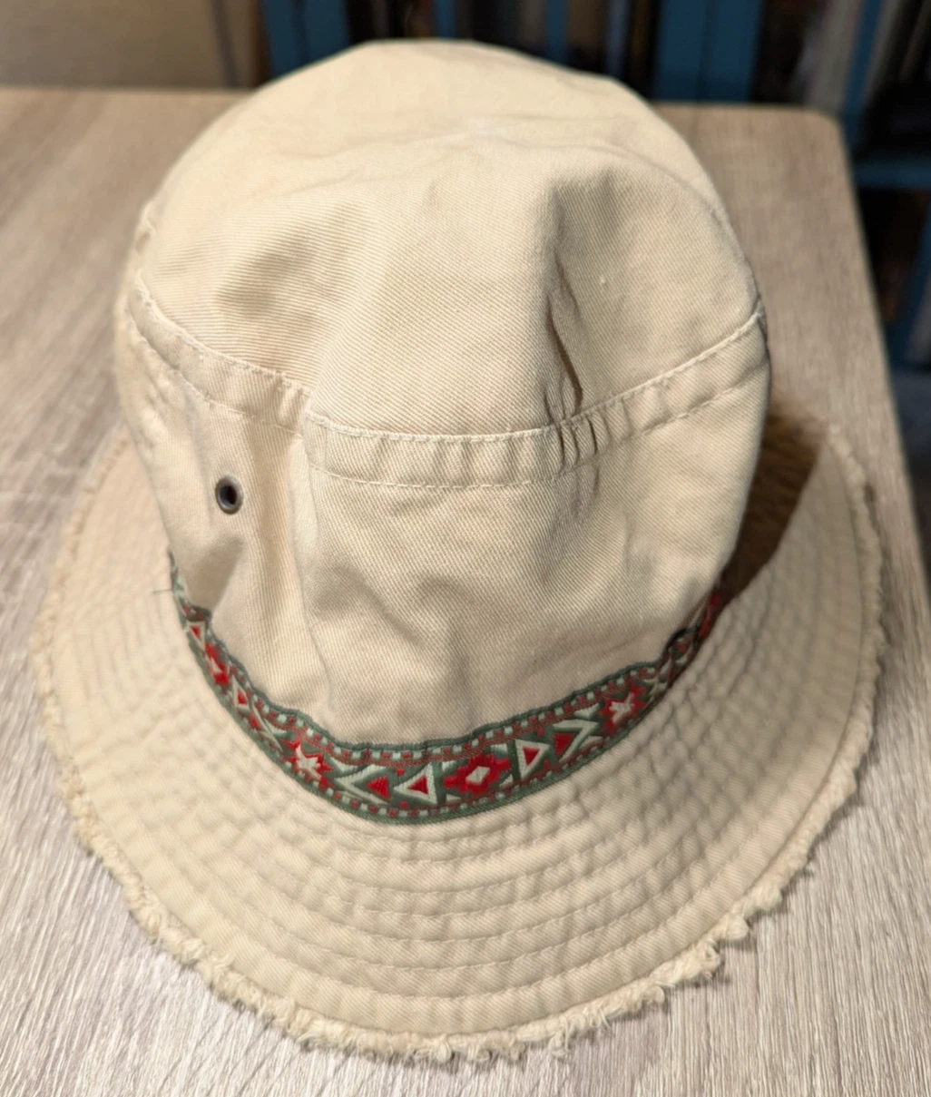 Cotton Bucket Hat Boho Tribal Band Pattern Sun Hat Boonie Outdoor Beach Cap