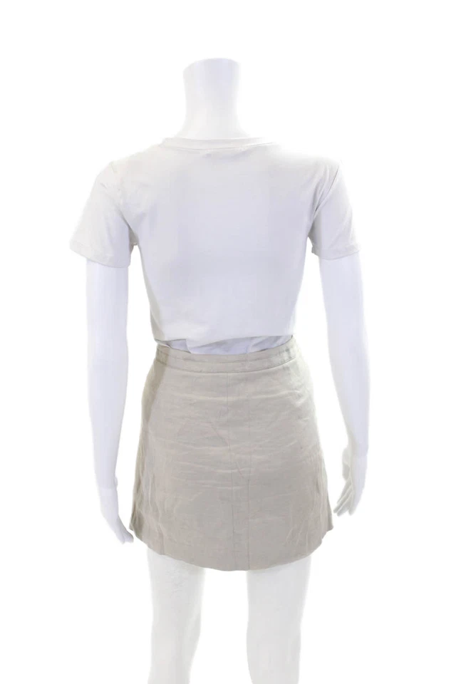 Minifalda Helmut Lang para mujer de lino forrada con cremallera lateral beige talla 6 Foto 3 de 4