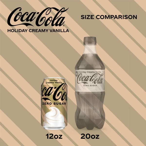 NEW Coca-Cola Zero Sugar Creamy Vanilla Holiday Edition Soda 12 fl oz 24 Cans - Image 4 of 4
