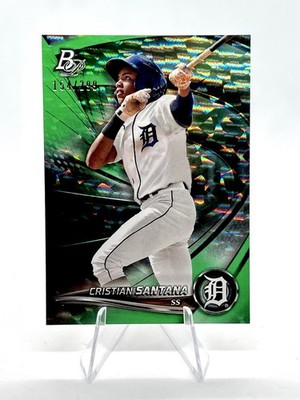 Cristien Santana 2022 Bowman Platinum GREEN Crackleboard /299 TIGERS