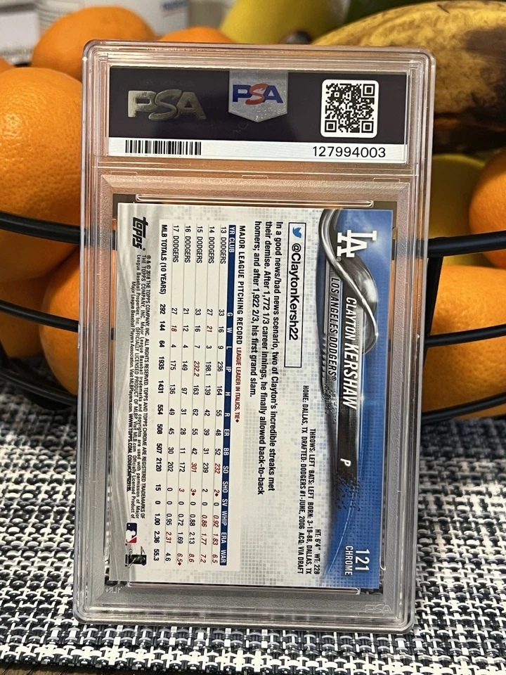 2018 Topps Chrome — вариация жевательной резинки Clayton Kershaw PSA 10 3-time WS Champ - Изображение 2 из 2