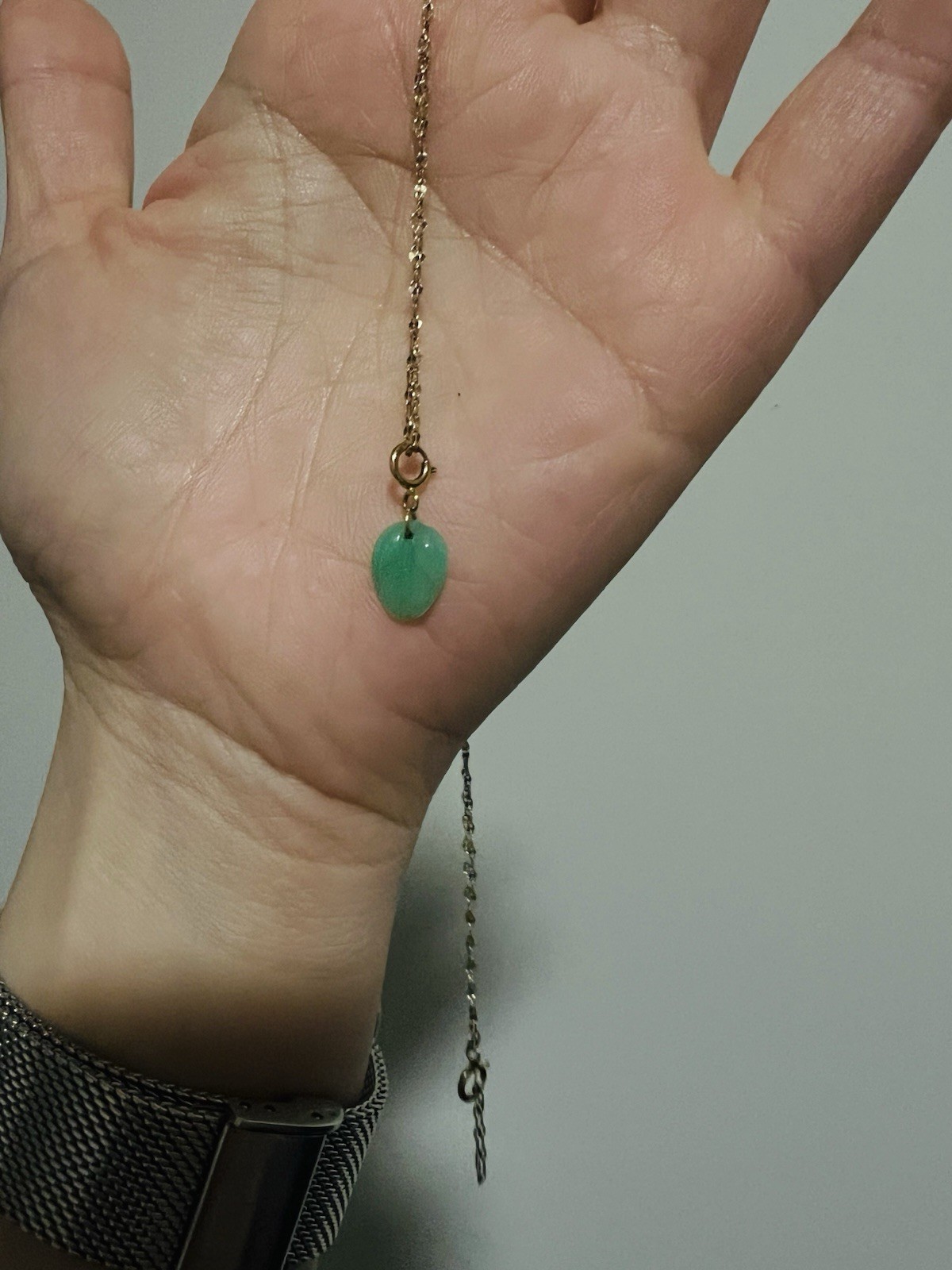 18k solid gold Grade A Jadeite Leaf Necklace - image 4
