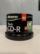 New 50 Pack Memorex Recordable CD-R Black 700MB 80 Minutes Up to 48x Sealed
