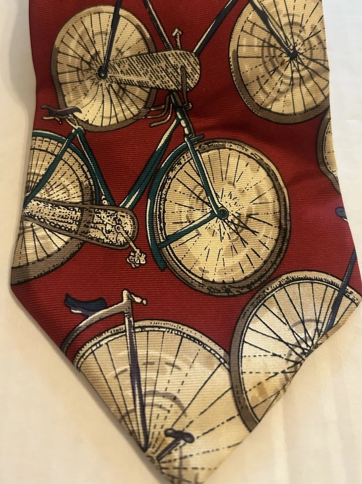 Andre Gianni Мужской Красный Шелковый Галстук Велосипед Schwinn Велосипеды Печать 3,75" Сделано в США - Изображение 3 из 4