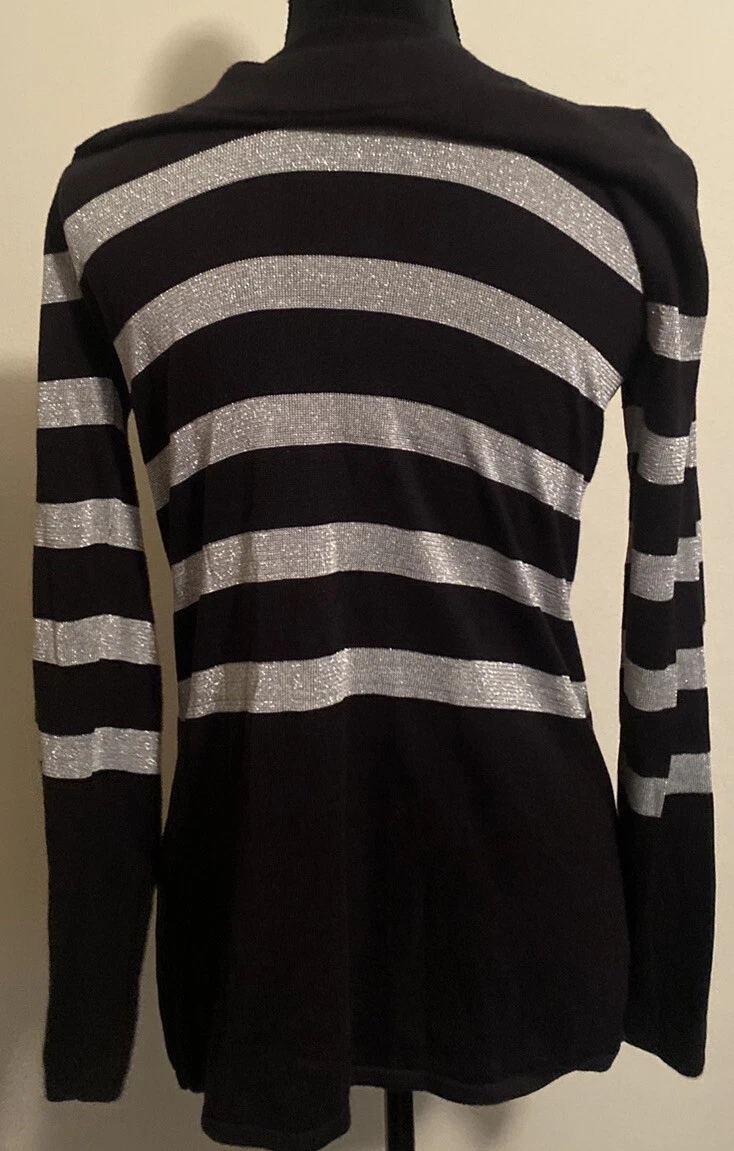 Michael Kors donna a righe nero argento dettaglio catena croce taglia MEDIA nuovo senza etichette