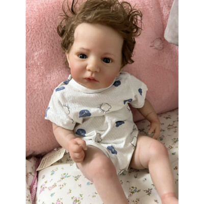 24'' Reborn Baby Dolls Toddler Boy Cameron Cloth Body Rooted Hair Real Handmade