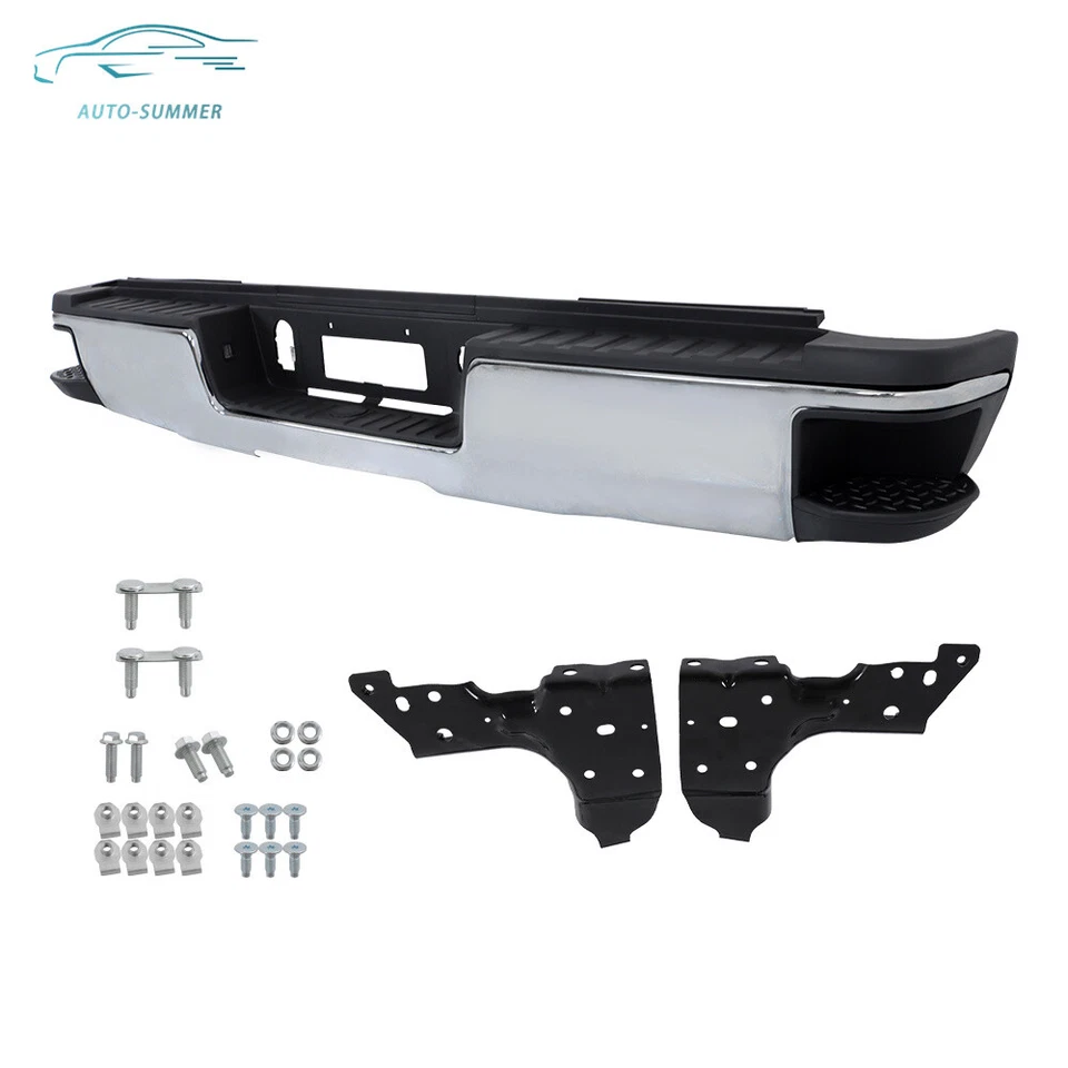 For Silverado Sierra 2500HD 3500HD 2015-2019 Steel Rear Bumper Assembly Chrome - Изображение 4 из 4