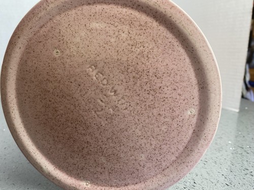Vintage Red Wing Pottery Pedestal Pink Speckled Vase 14"T 1950s Numbered - Picture 6 of 7